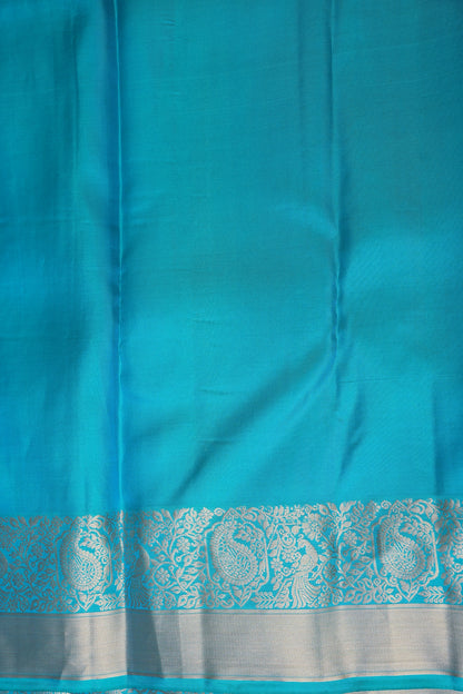 Pure Kanchipuram Silk Saree with Elegant Antique Gold Zari Weave - Aqua Blue
