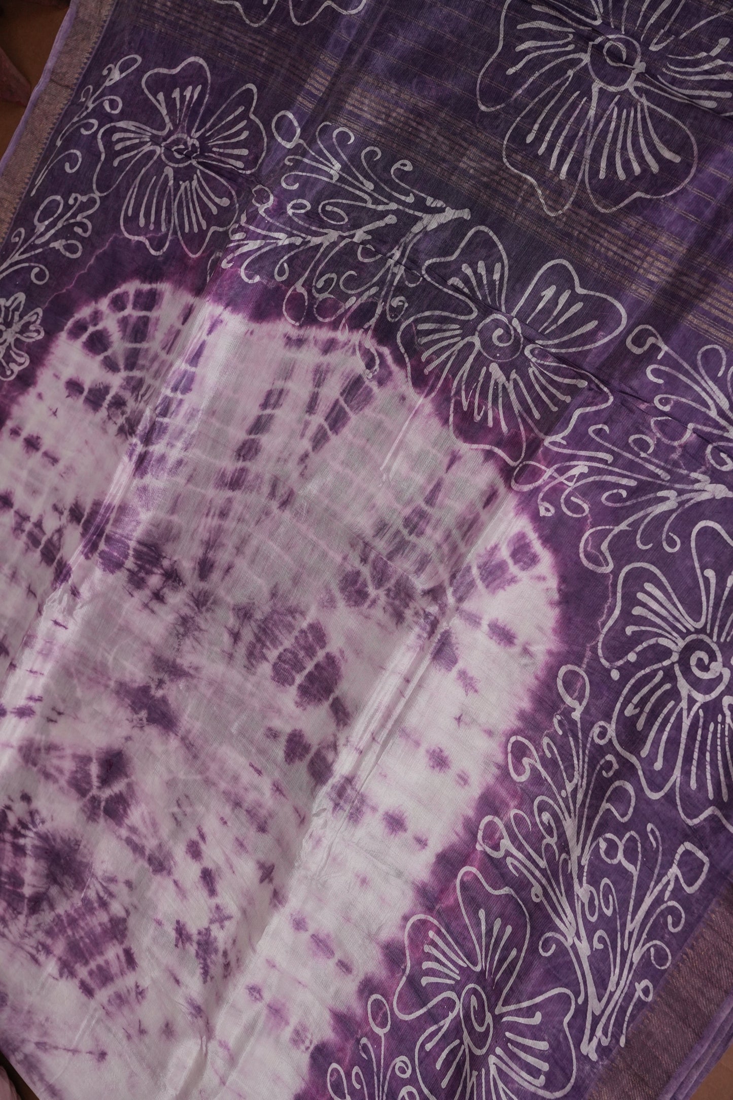 Mangalagiri Silk Shibori Tie & Dye Saree - Lavender