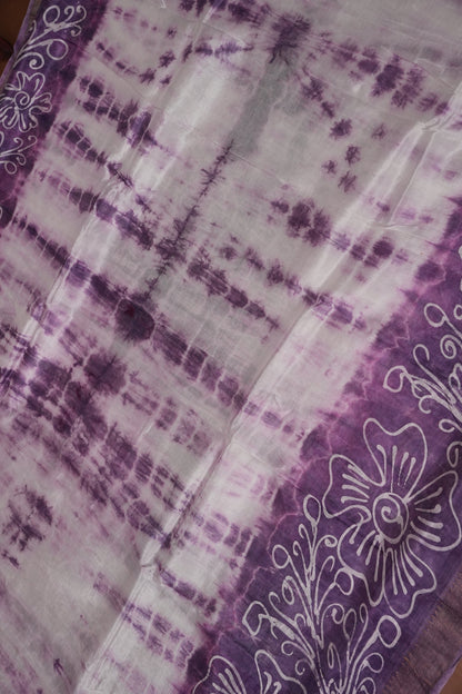 Mangalagiri Silk Shibori Tie & Dye Saree - Lavender