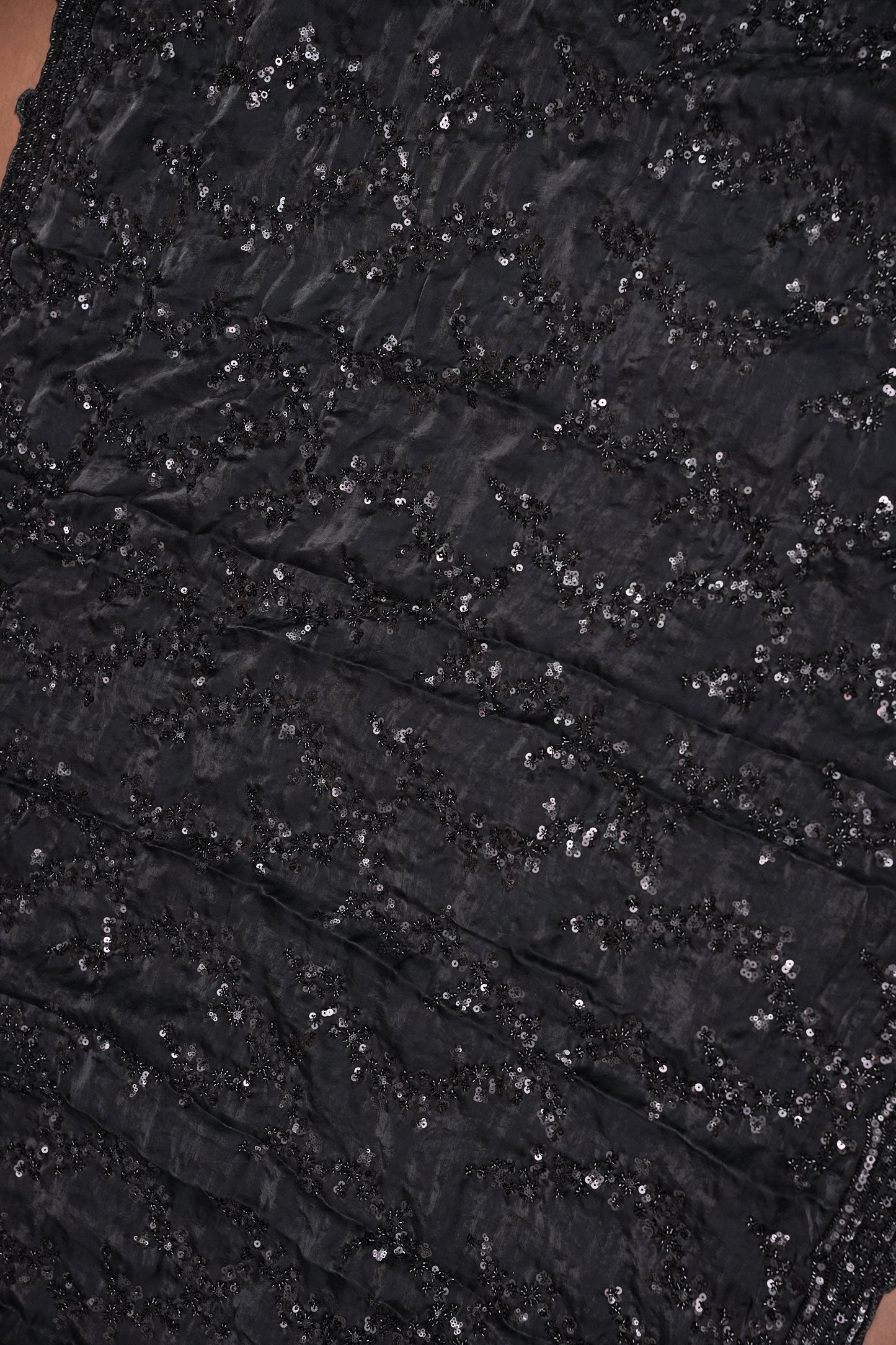 Midnight Black Sequin Embroidered Party Wear Saree|Subarnam's Exclusive