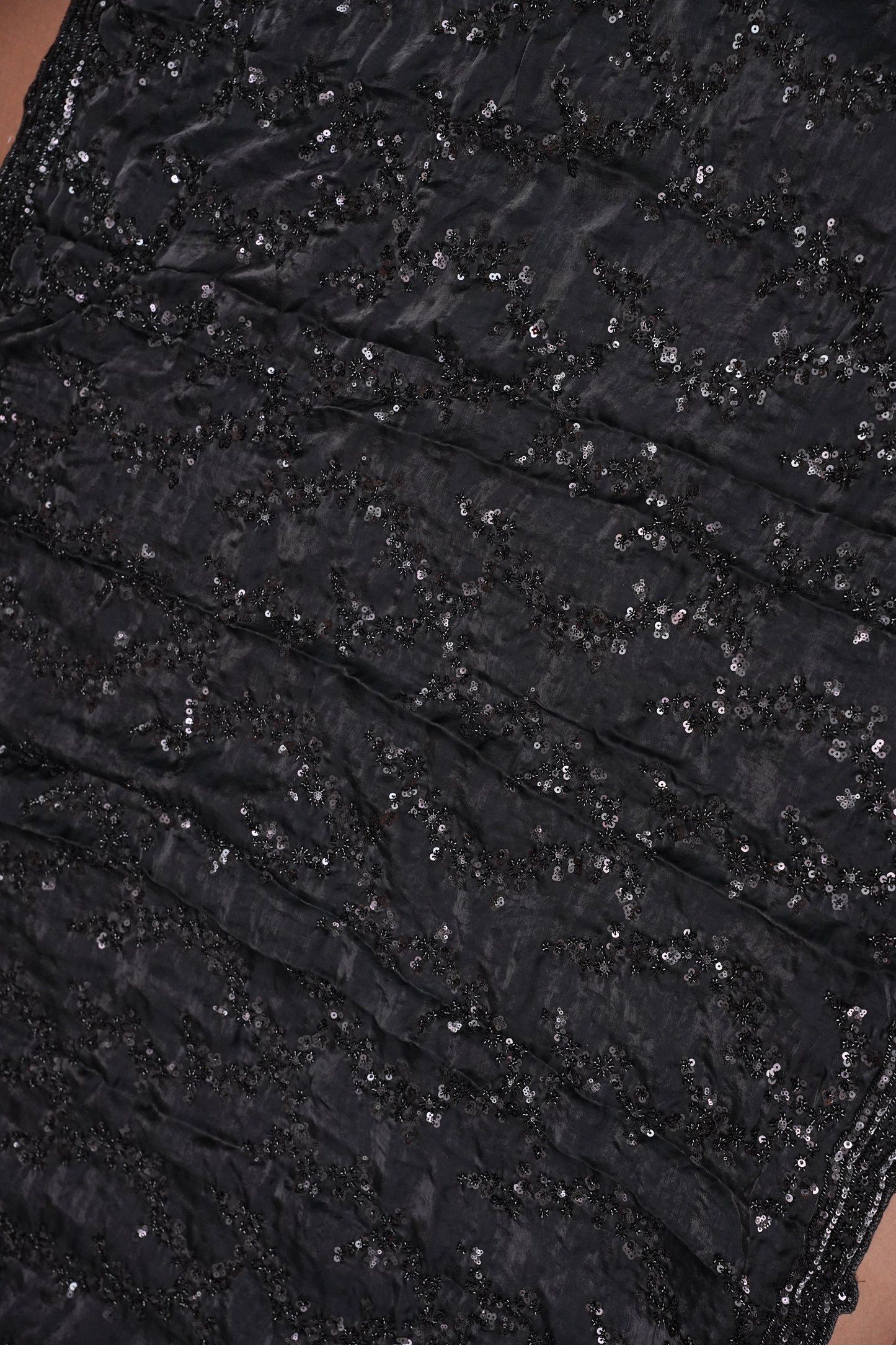 Midnight Black Sequin Embroidered Party Wear Saree|Subarnam's Exclusive