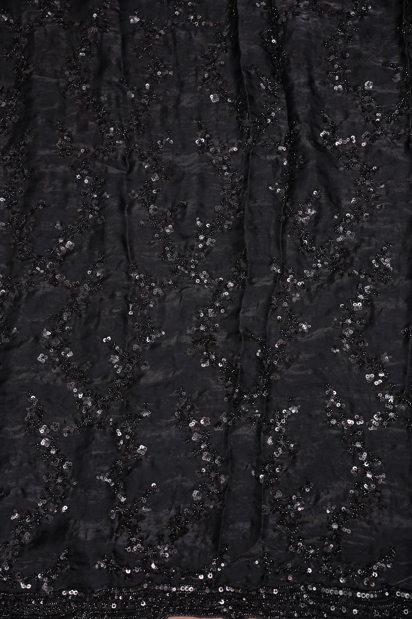 Midnight Black Sequin Embroidered Party Wear Saree|Subarnam's Exclusive