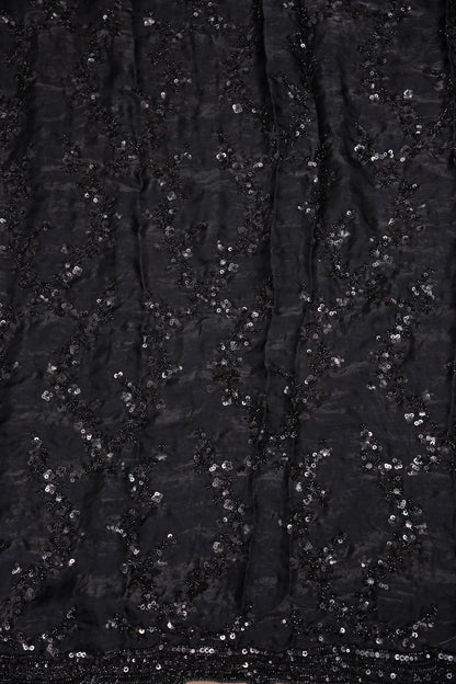 Midnight Black Sequin Embroidered Party Wear Saree|Subarnam's Exclusive