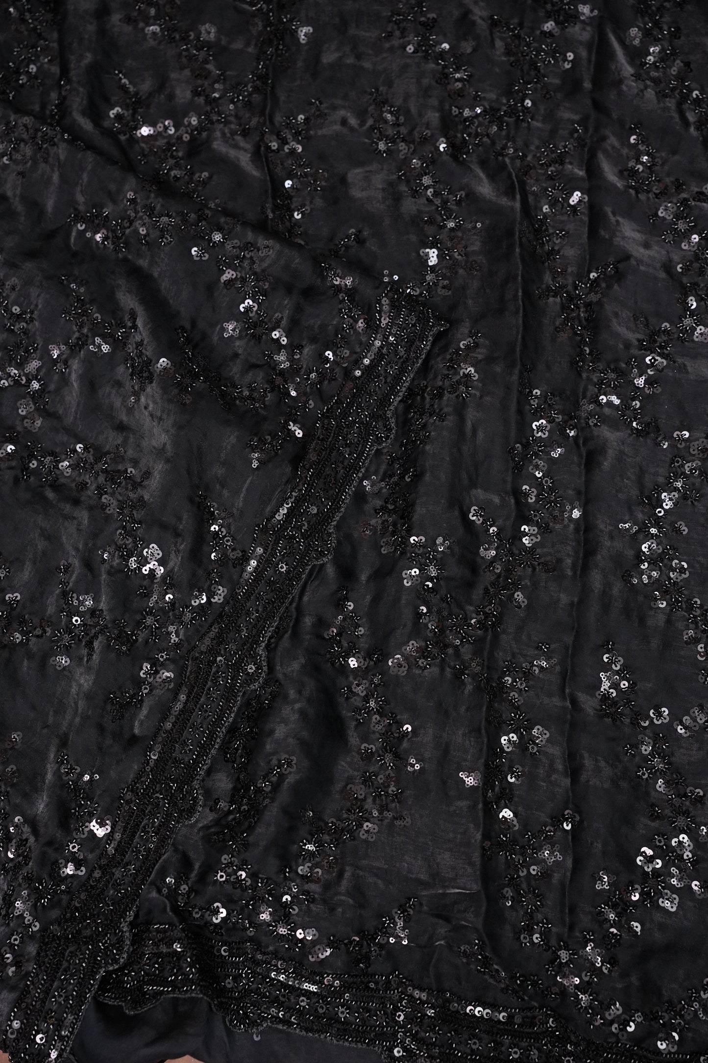 Midnight Black Sequin Embroidered Party Wear Saree|Subarnam's Exclusive