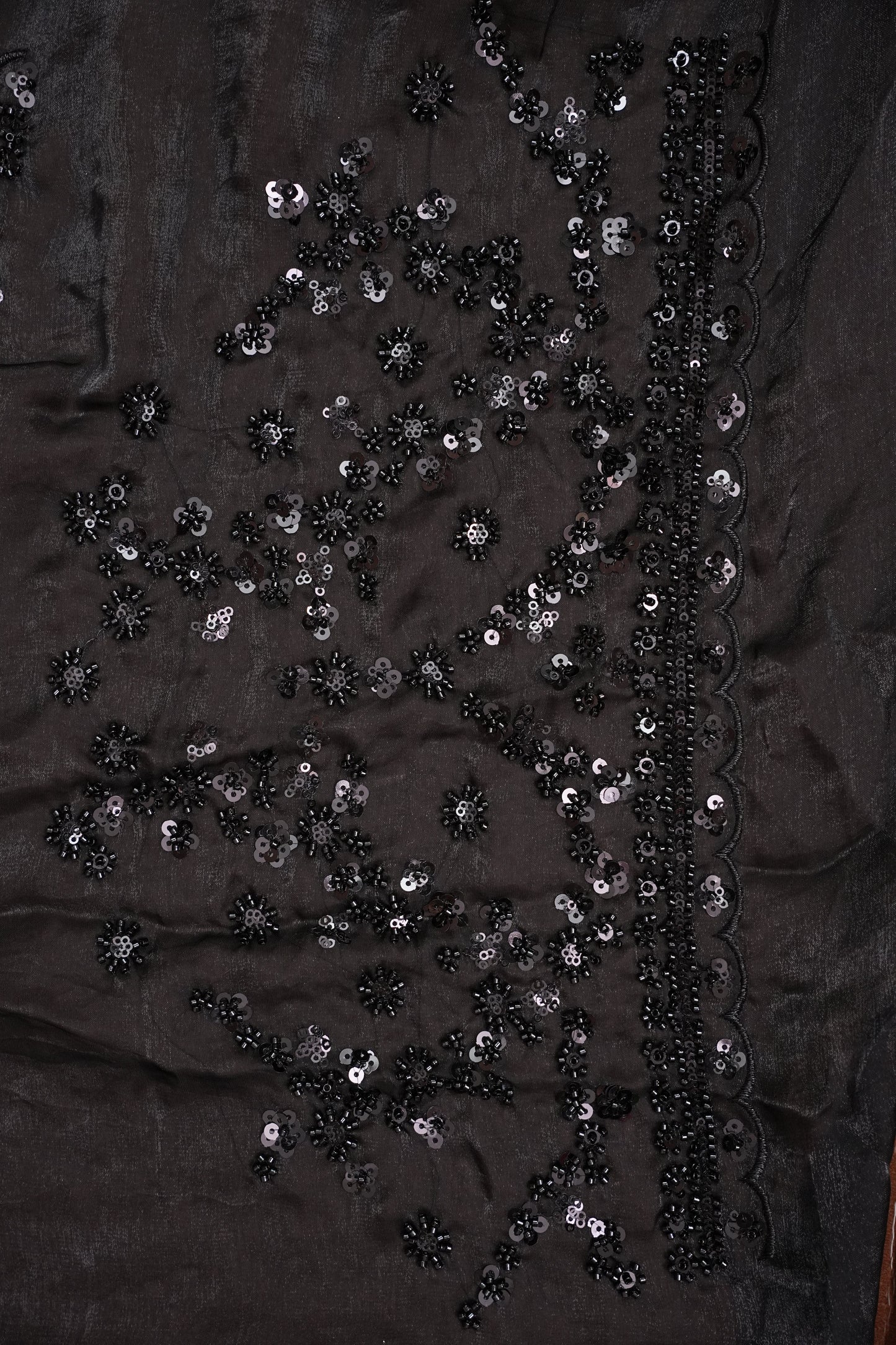 Midnight Black Sequin Embroidered Party Wear Saree|Subarnam's Exclusive