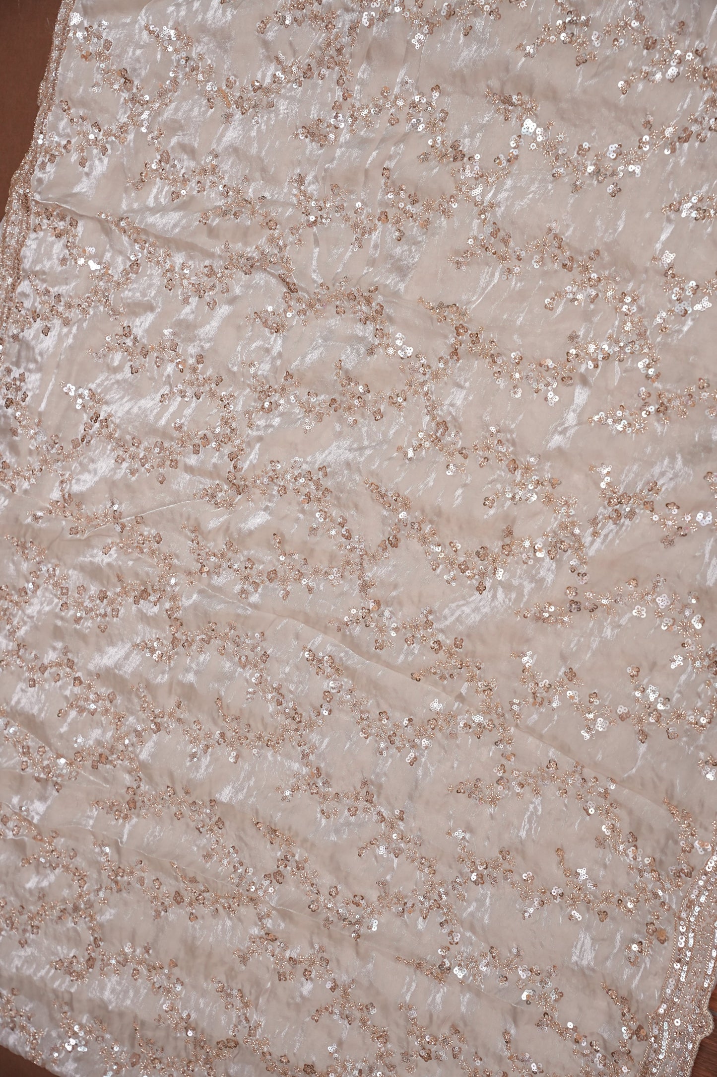 Champagne Blush Sequin Embroidered Party Wear Saree|Subarnam's Exclusive