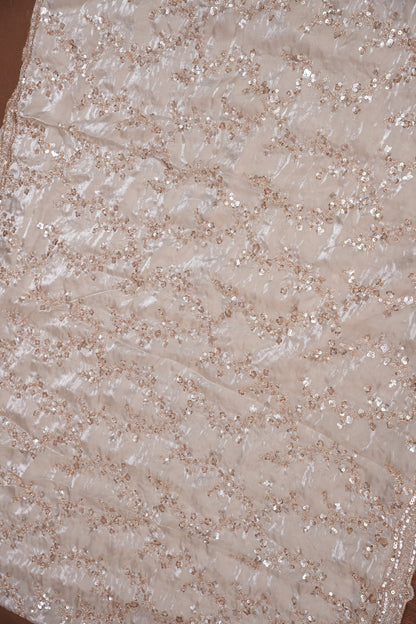Champagne Blush Sequin Embroidered Party Wear Saree|Subarnam's Exclusive
