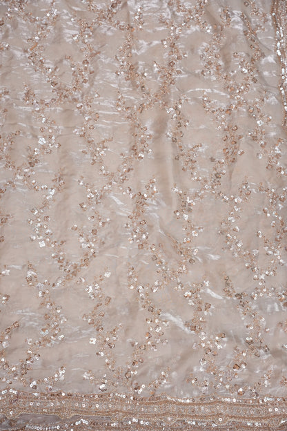 Champagne Blush Sequin Embroidered Party Wear Saree|Subarnam's Exclusive