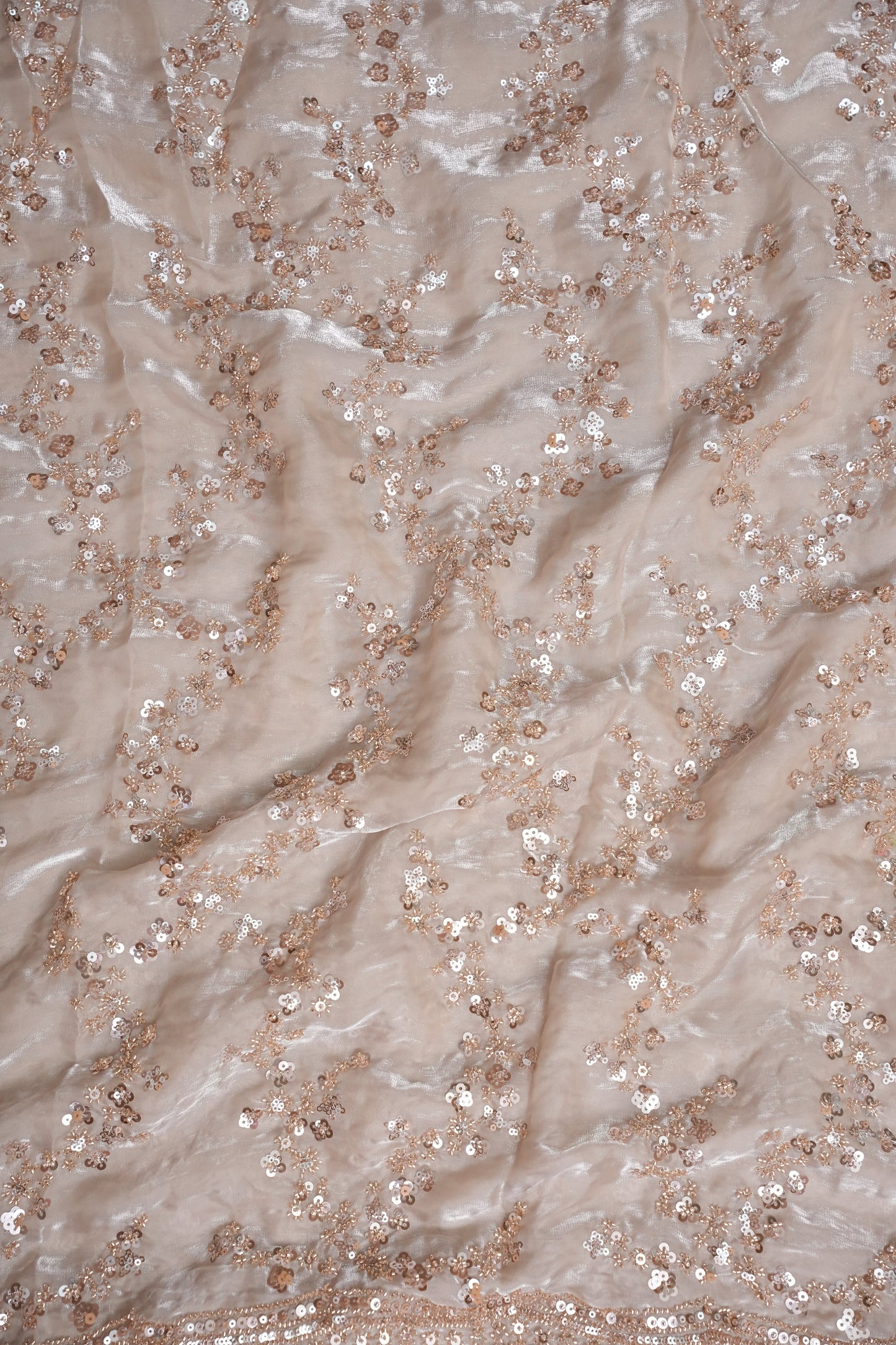Champagne Blush Sequin Embroidered Party Wear Saree|Subarnam's Exclusive