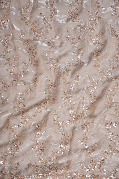 Champagne Blush Sequin Embroidered Party Wear Saree|Subarnam's Exclusive