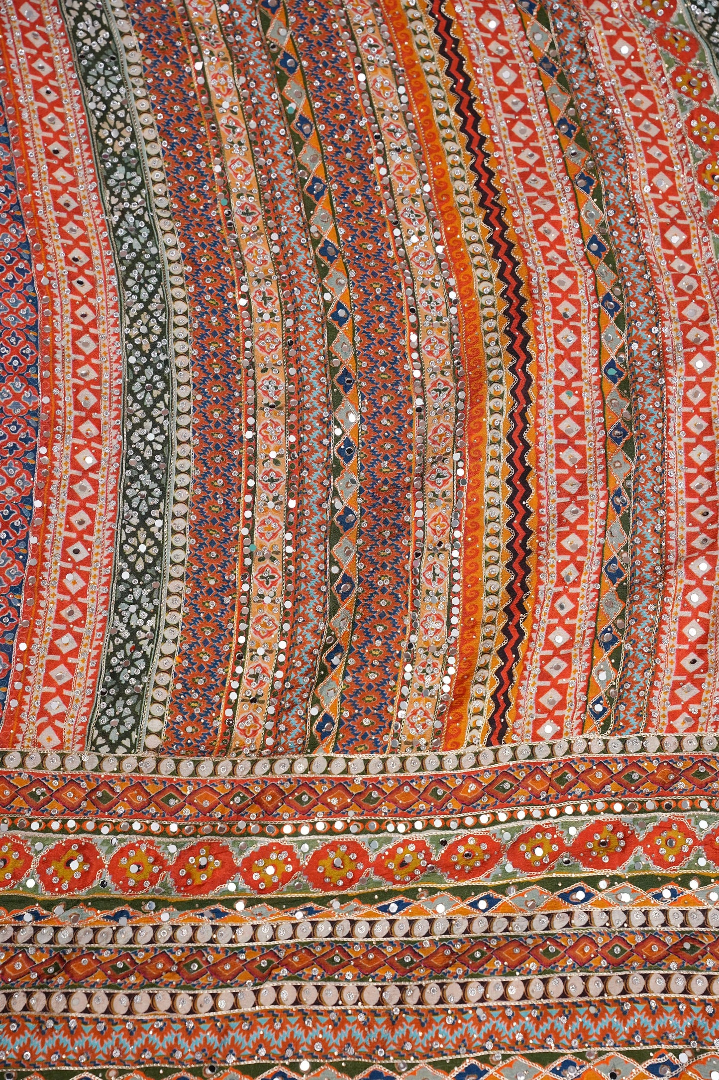 Multicolour Mirror Work Party Wear Saree with Designer Blouse