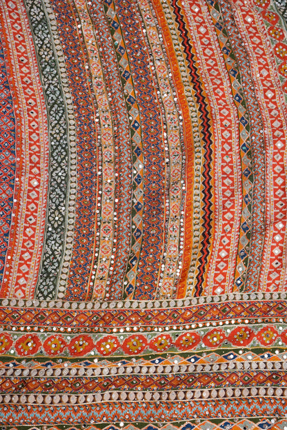 Multicolour Mirror Work Party Wear Saree with Designer Blouse
