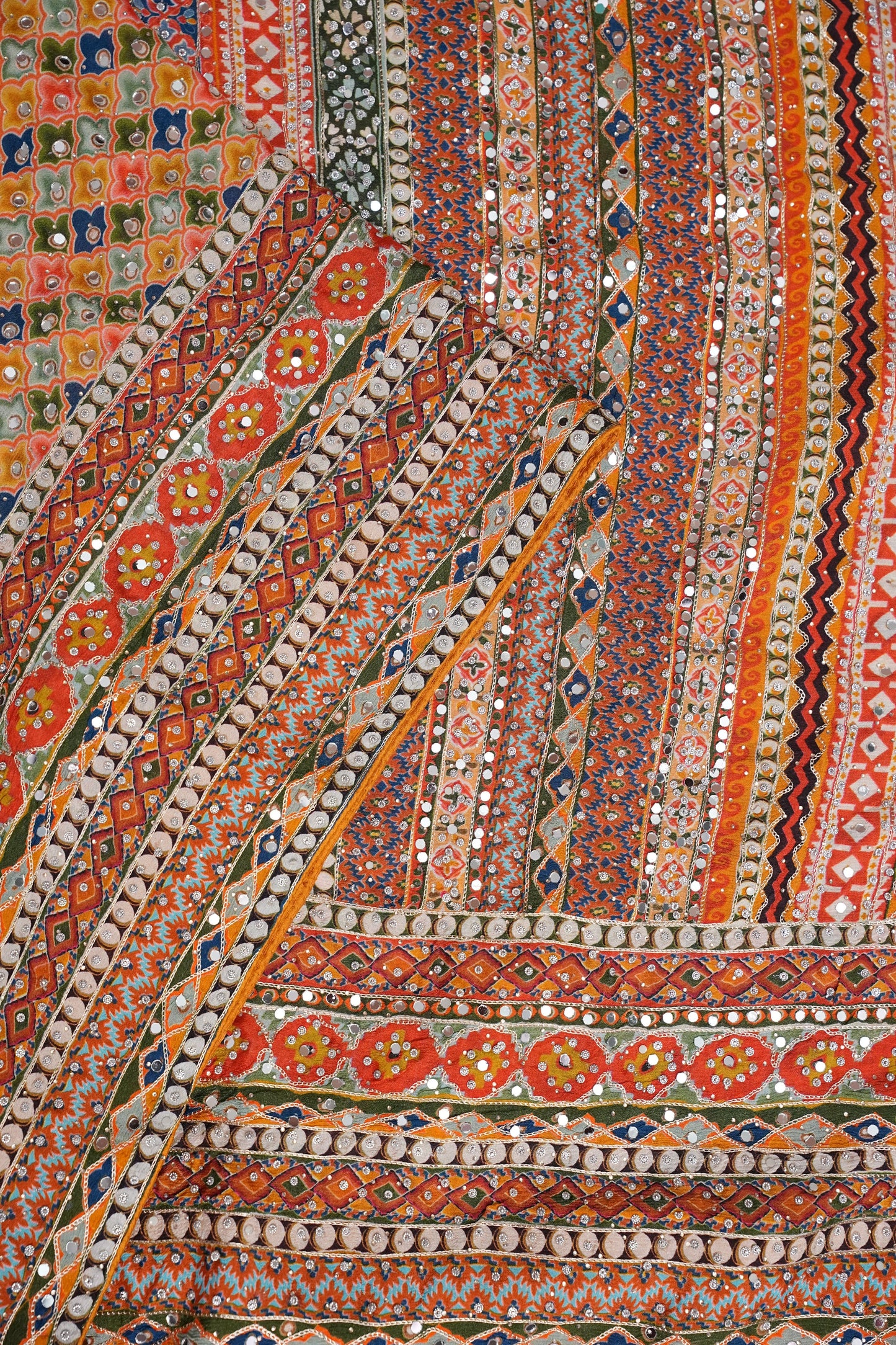 Multicolour Mirror Work Party Wear Saree with Designer Blouse
