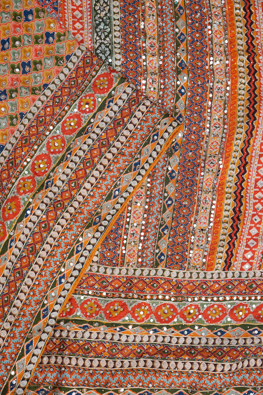 Multicolour Mirror Work Party Wear Saree with Designer Blouse
