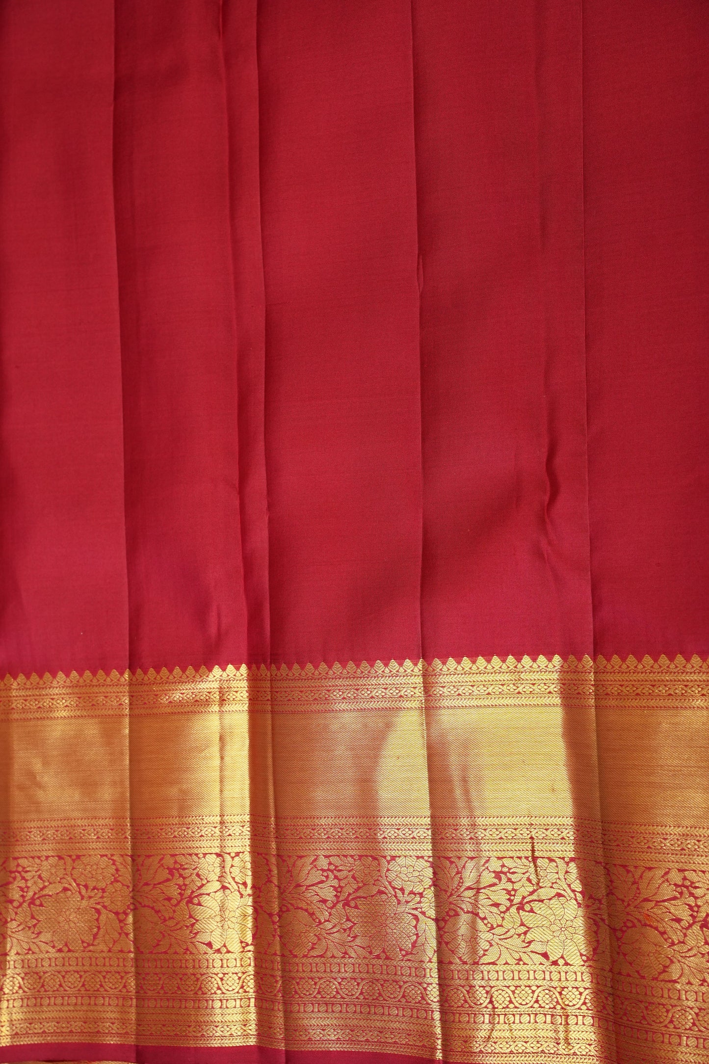 Pure Kanchipuram Silk Saree with Classic Gold Zari Weave - Deep Red