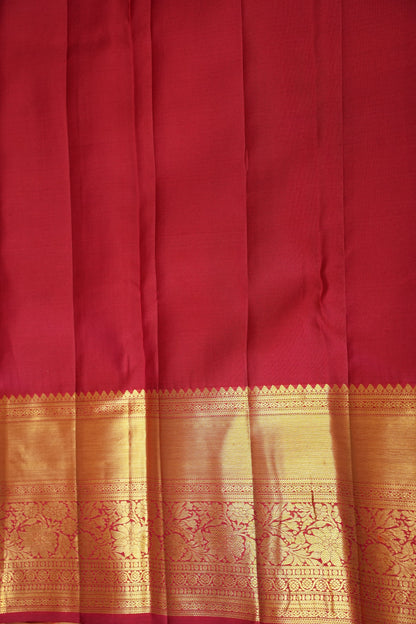 Pure Kanchipuram Silk Saree with Classic Gold Zari Weave - Deep Red