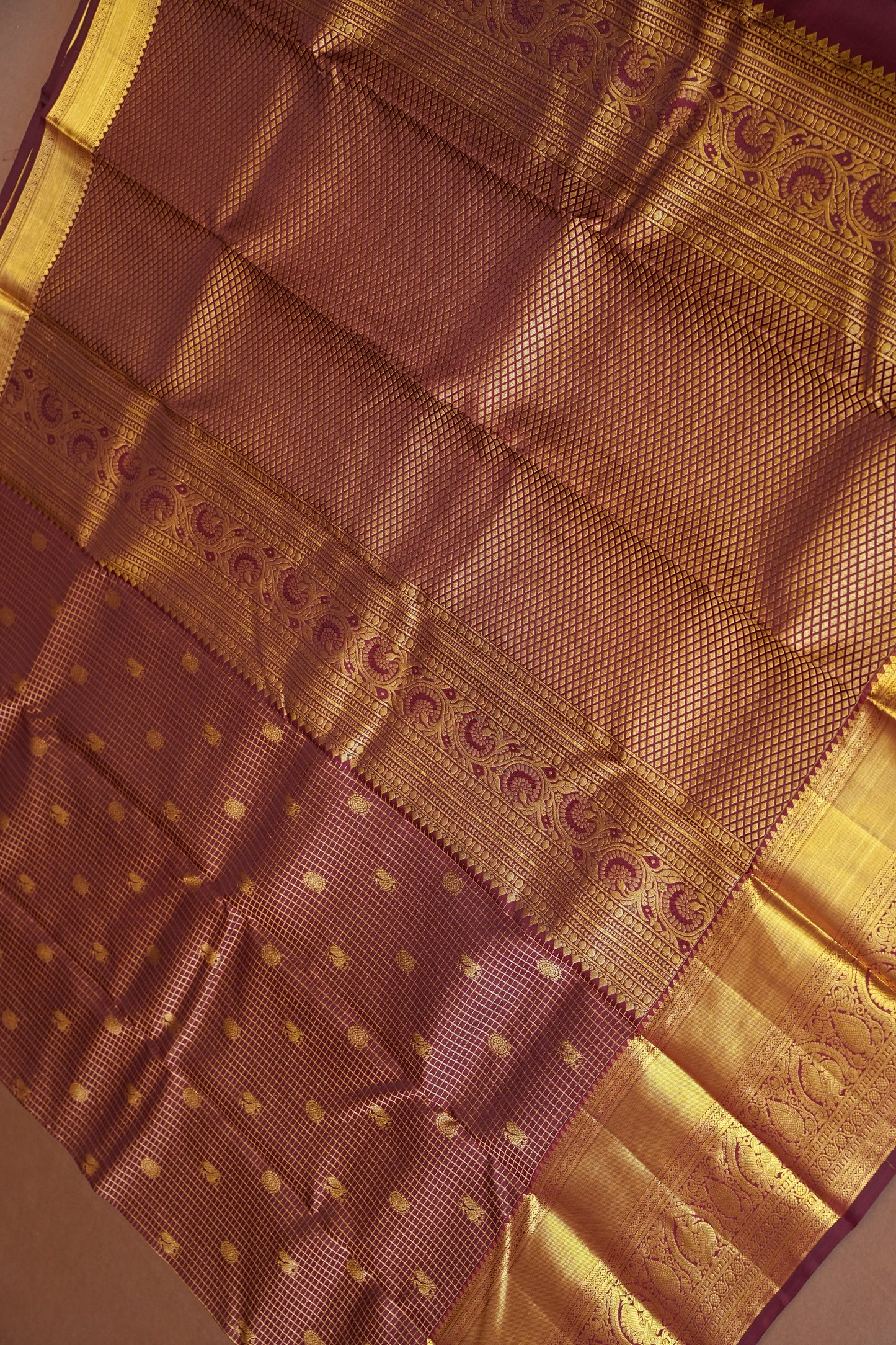 Pure Kanchipuram Silk Saree with Rich Gold Zari Weave - Maroon