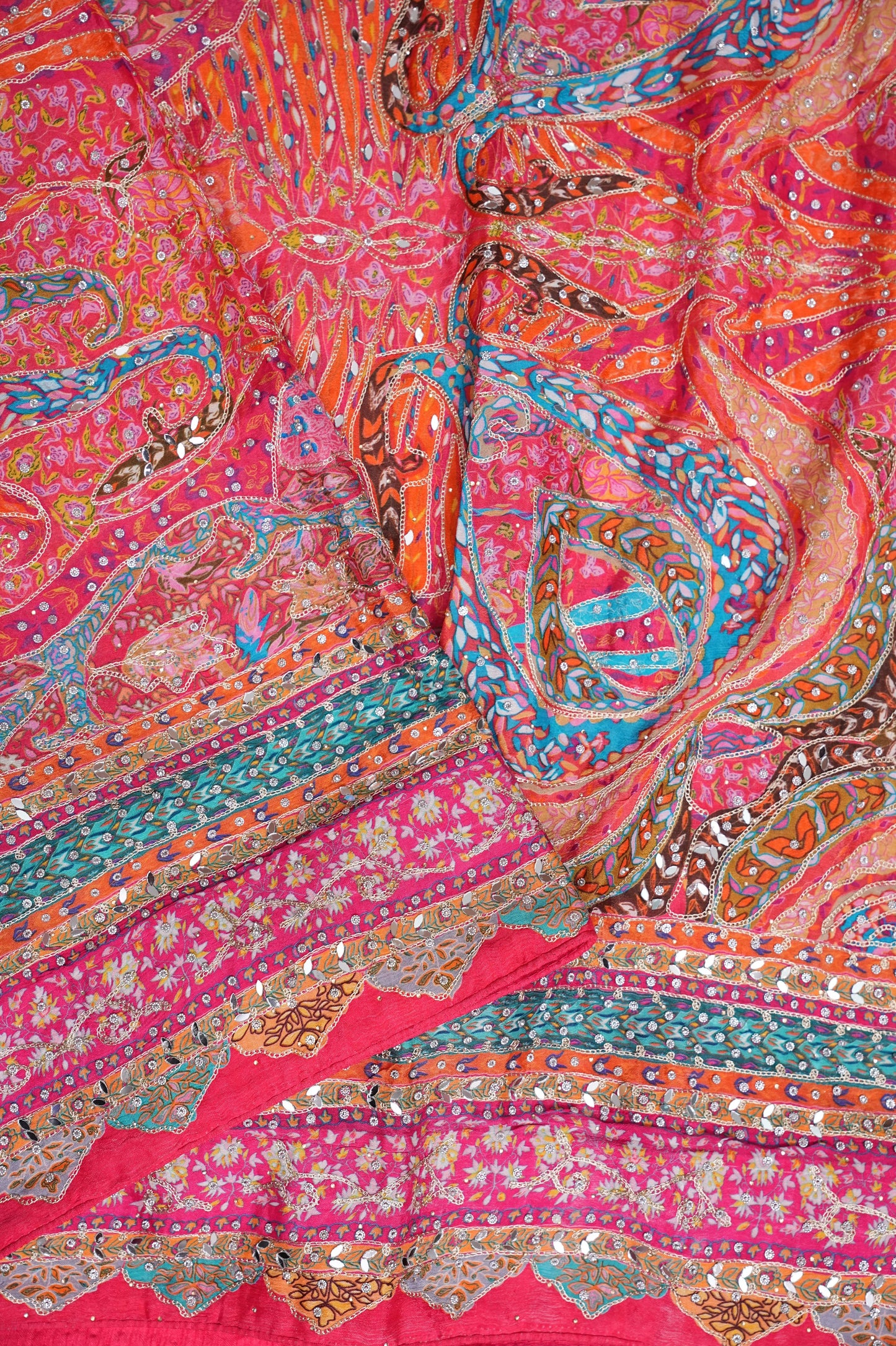 Rani Pink Designer Paisley Party Wear Saree