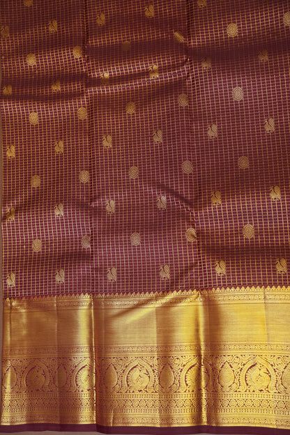 Pure Kanchipuram Silk Saree with Rich Gold Zari Weave - Maroon
