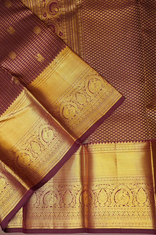Pure Kanchipuram Silk Saree with Rich Gold Zari Weave - Maroon