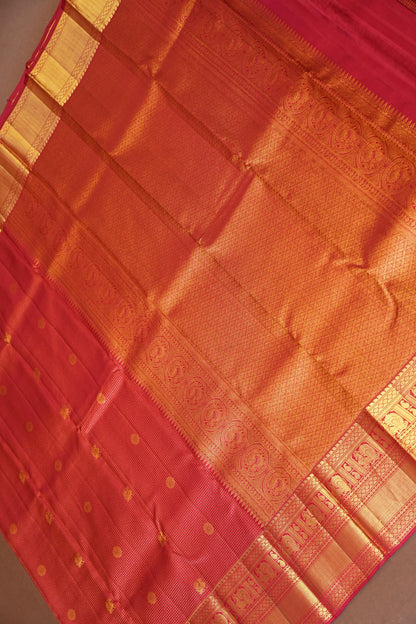Pure Kanchipuram Silk Saree with 1 Gram Gold Zari Weave - Deep Red