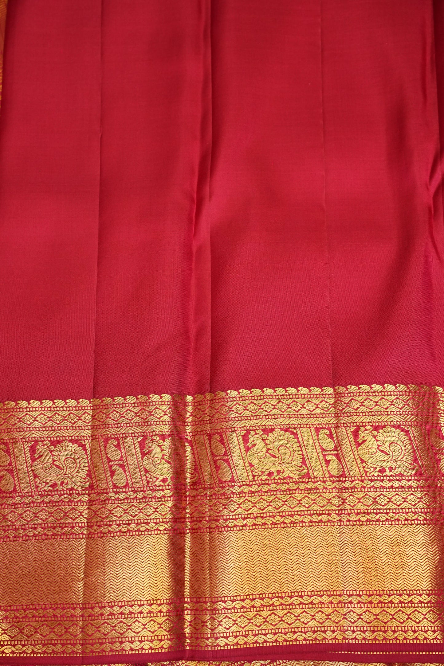 Pure Kanchipuram Silk Saree with 1 Gram Gold Zari Weave - Deep Red