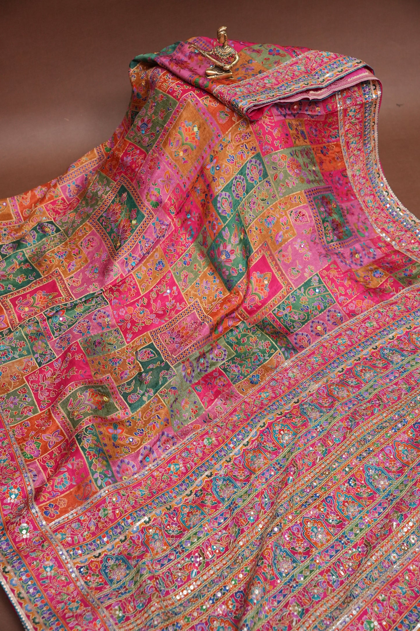 Multicolour Floral Patchwork Party Wear Saree