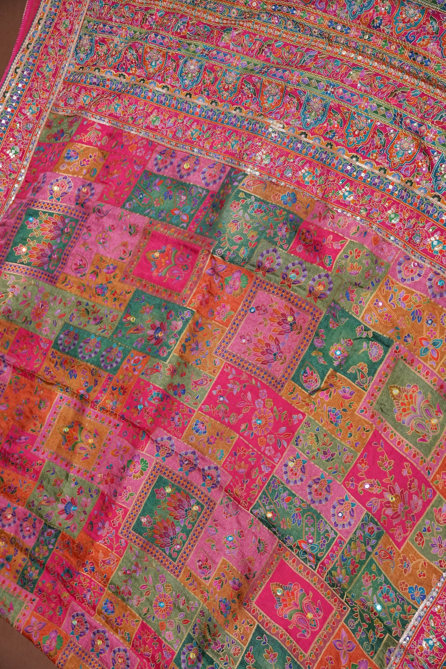 Multicolour Floral Patchwork Party Wear Saree