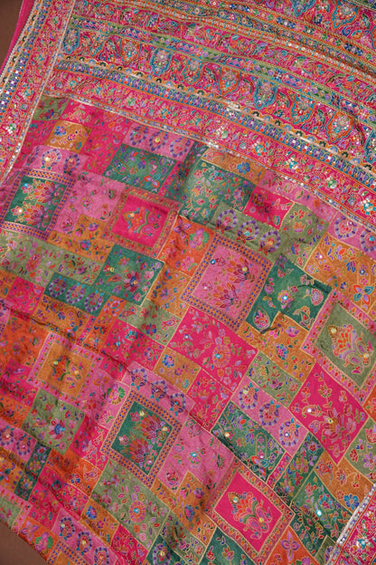 Multicolour Floral Patchwork Party Wear Saree