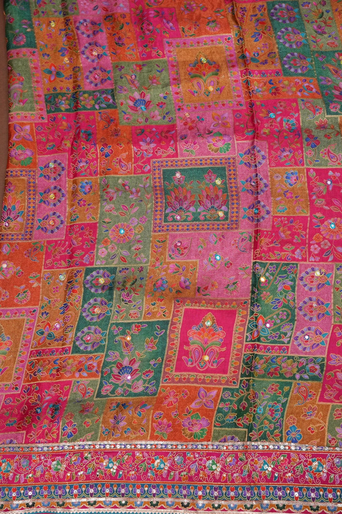 Multicolour Floral Patchwork Party Wear Saree