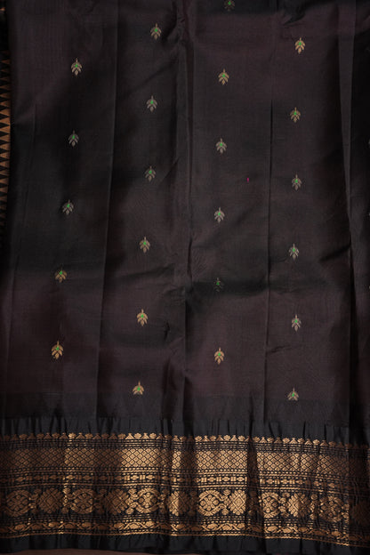Pure Gadwal Silk Saree - Blue with Black|Silk Mark Certified