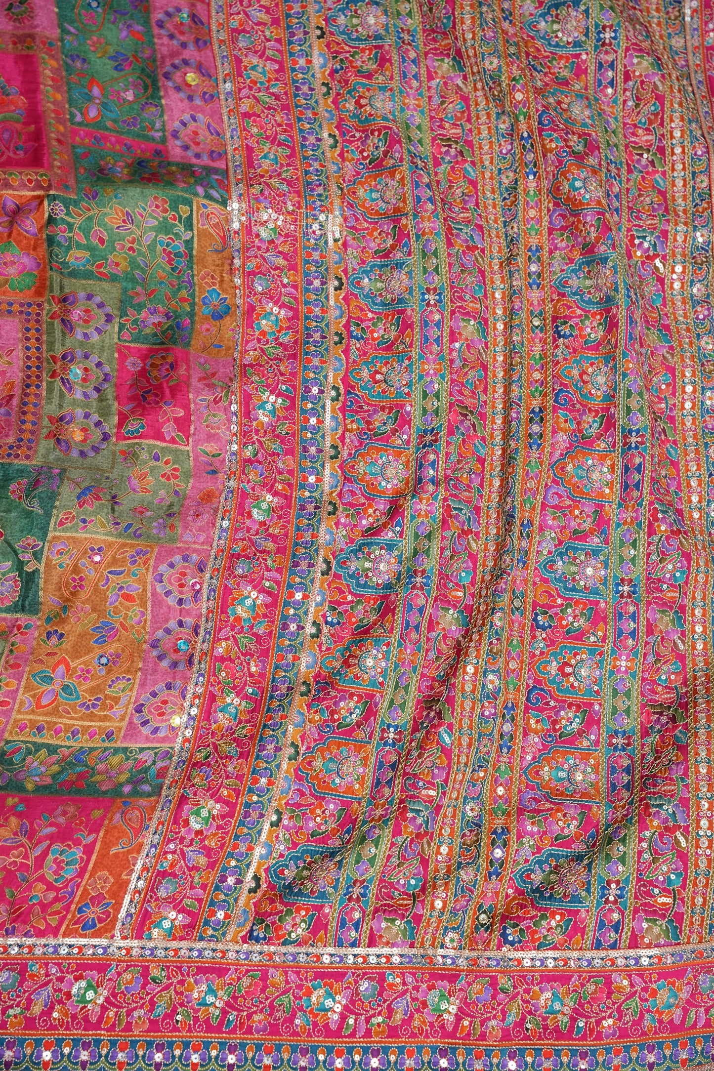 Multicolour Floral Patchwork Party Wear Saree