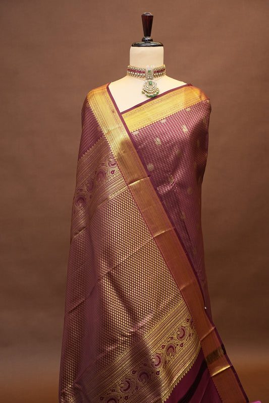 Pure Kanchipuram Silk Saree with Rich Gold Zari Weave - Maroon
