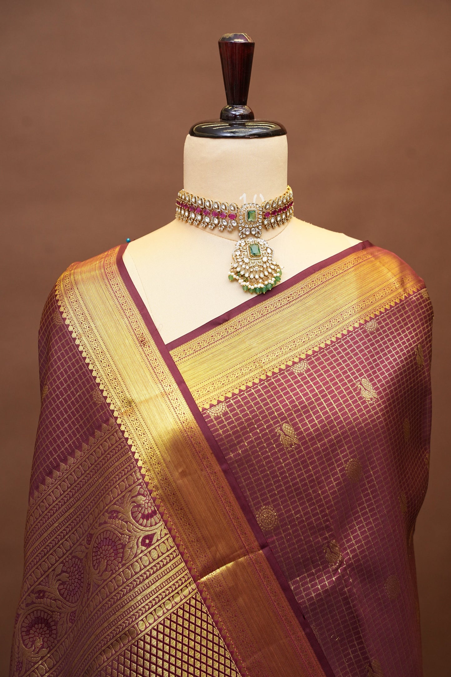 Pure Kanchipuram Silk Saree with Rich Gold Zari Weave - Maroon
