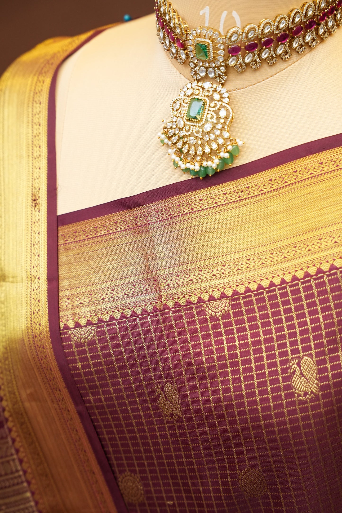 Pure Kanchipuram Silk Saree with Rich Gold Zari Weave - Maroon