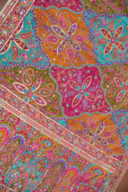 Multicolour Paisley and floral motifs Designer Party Wear Saree