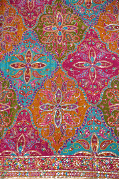 Multicolour Paisley and floral motifs Designer Party Wear Saree