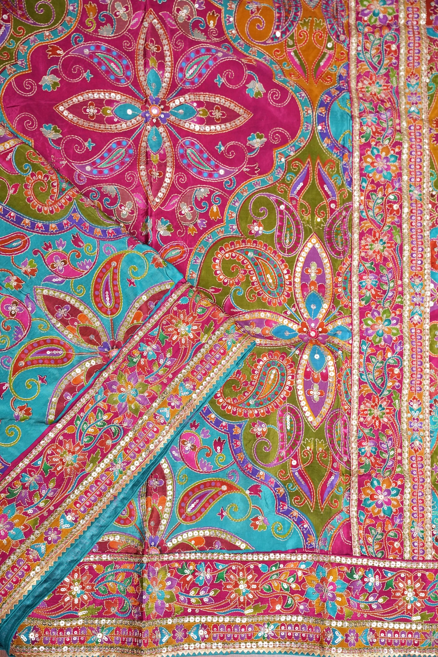 Multicolour Paisley and floral motifs Designer Party Wear Saree