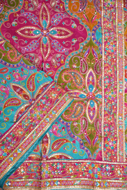 Multicolour Paisley and floral motifs Designer Party Wear Saree