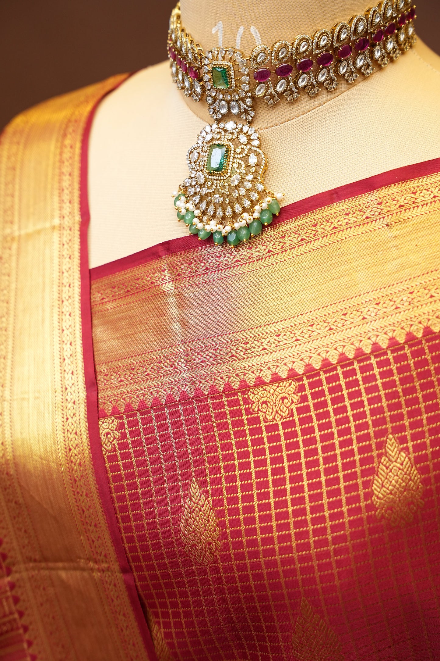 Pure Kanchipuram Silk Saree with Classic Gold Zari Weave - Deep Red