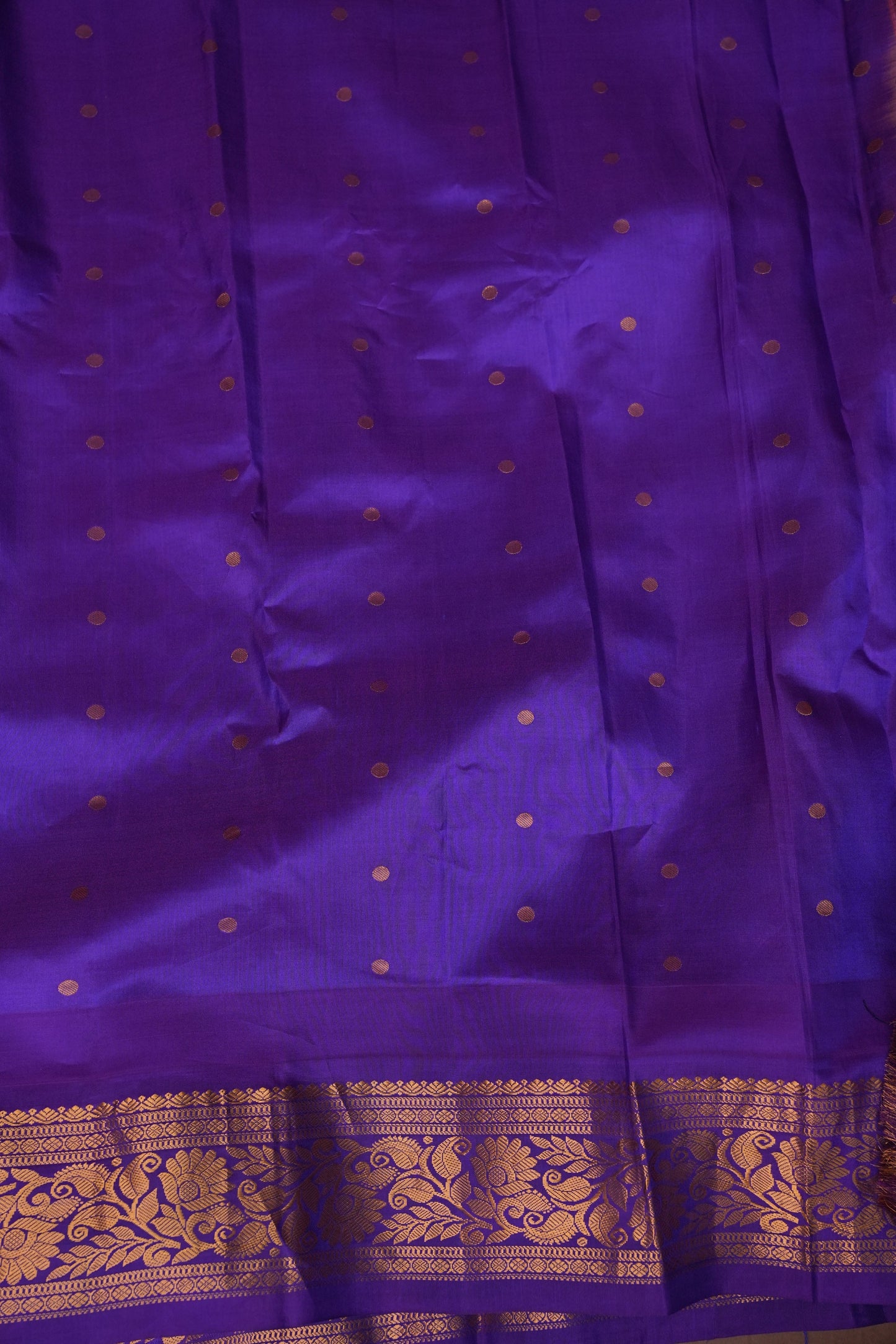 Pure Gadwal Silk Saree - Yellow with Purple|Silk Mark Certified