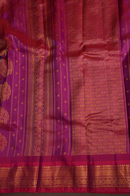 Pure Gadwal Silk Saree - Blue with Pink|Silk Mark Certified