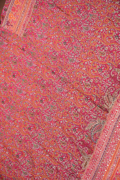 Rani Pink Designer Party Wear Saree with Intricate Paisley Embellishments