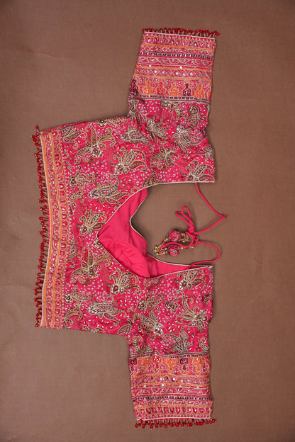 Rani Pink Designer Party Wear Saree with Intricate Paisley Embellishments