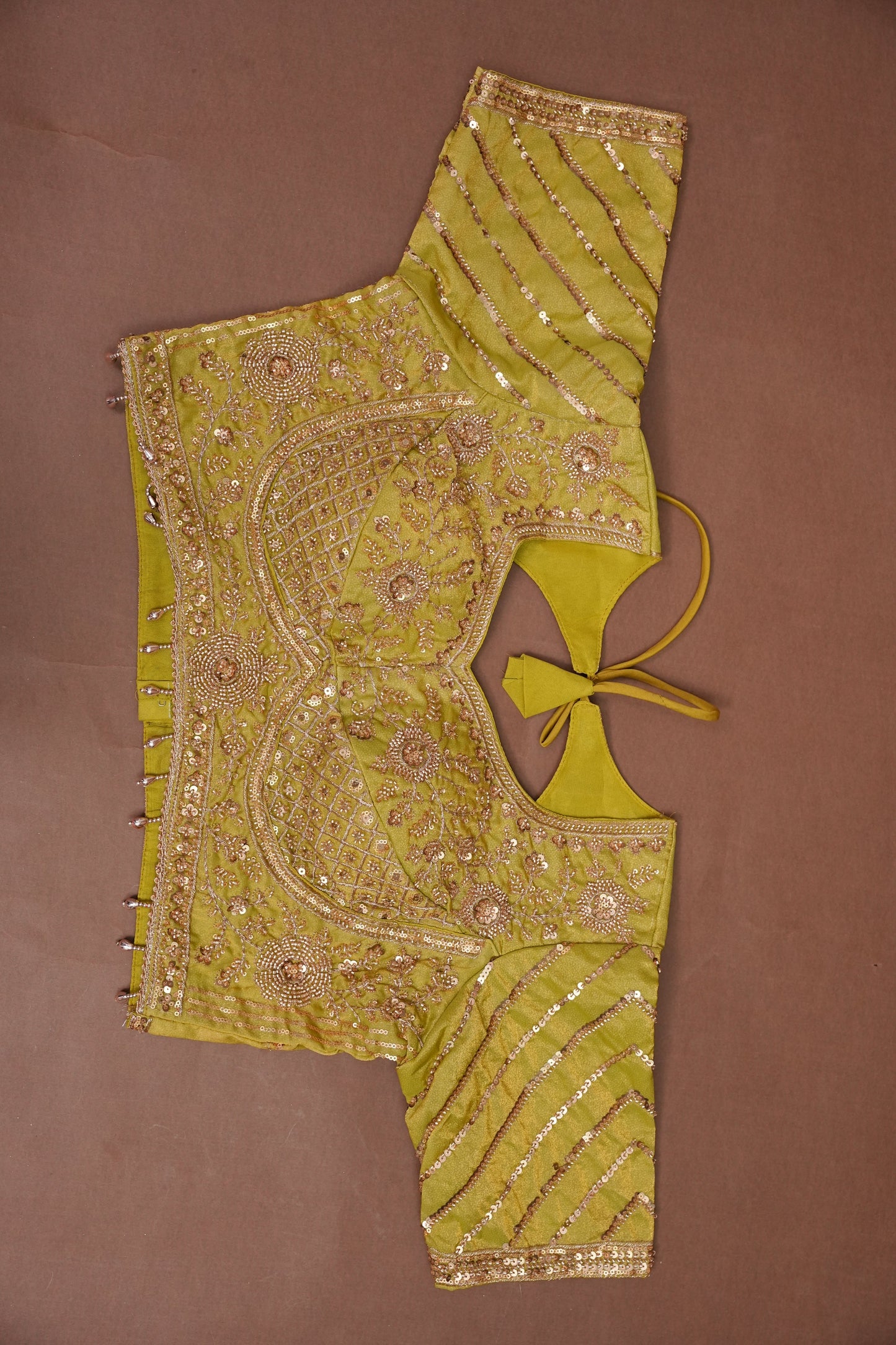 Lime Green Crystal Embellished Party Wear Saree