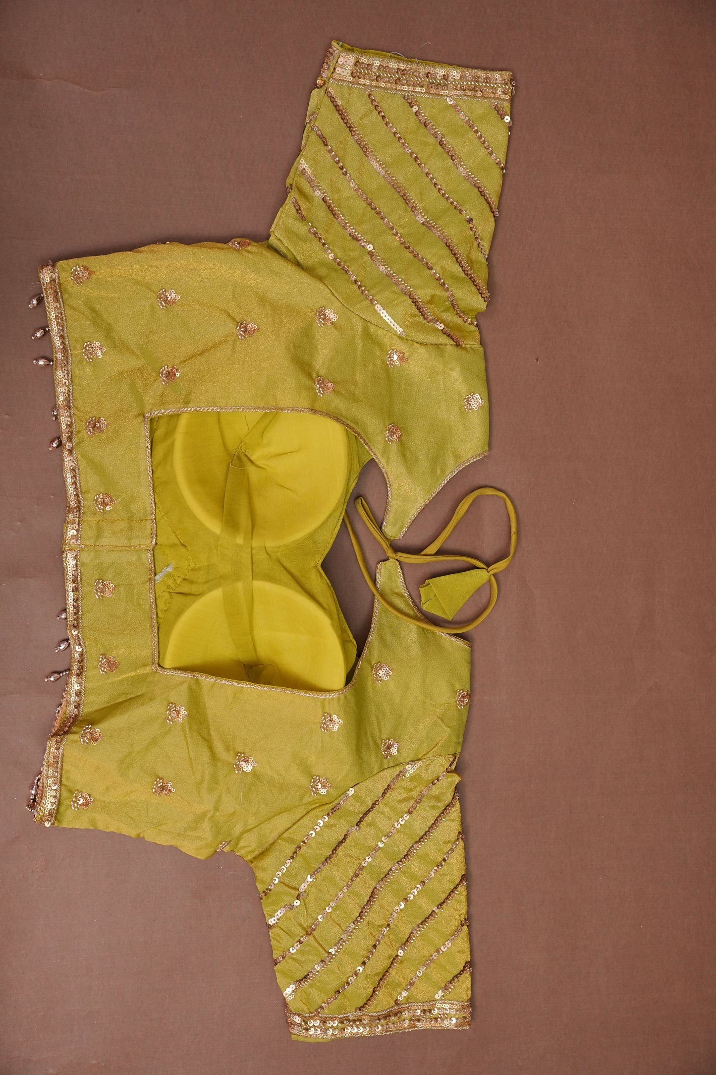 Lime Green Crystal Embellished Party Wear Saree