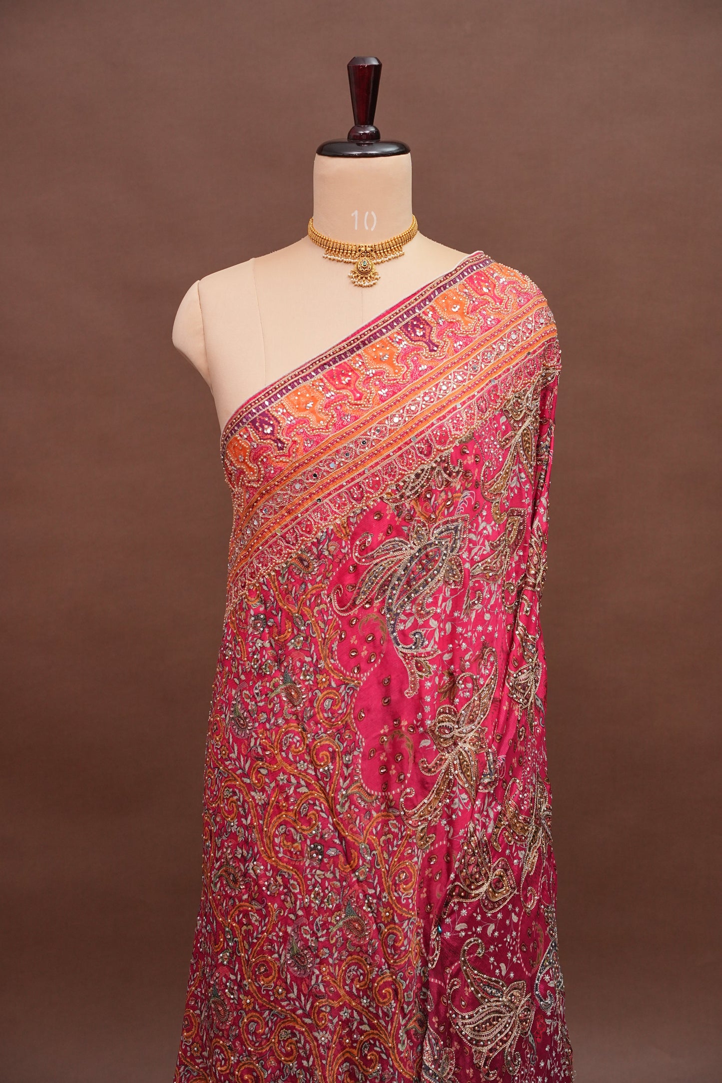 Rani Pink Designer Paisley Party Wear Saree