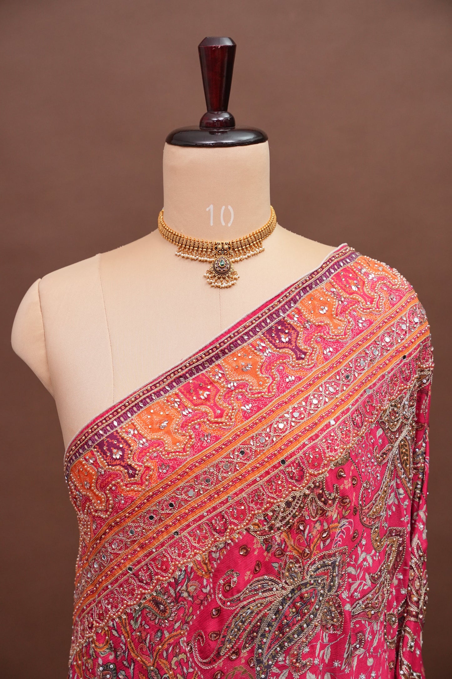 Rani Pink Designer Paisley Party Wear Saree