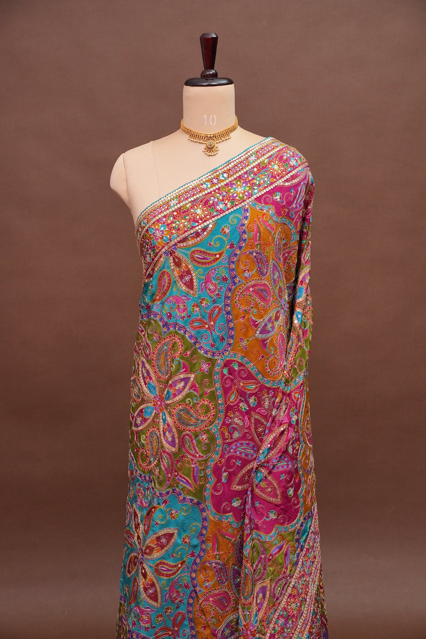 Multicolour Paisley and floral motifs Designer Party Wear Saree