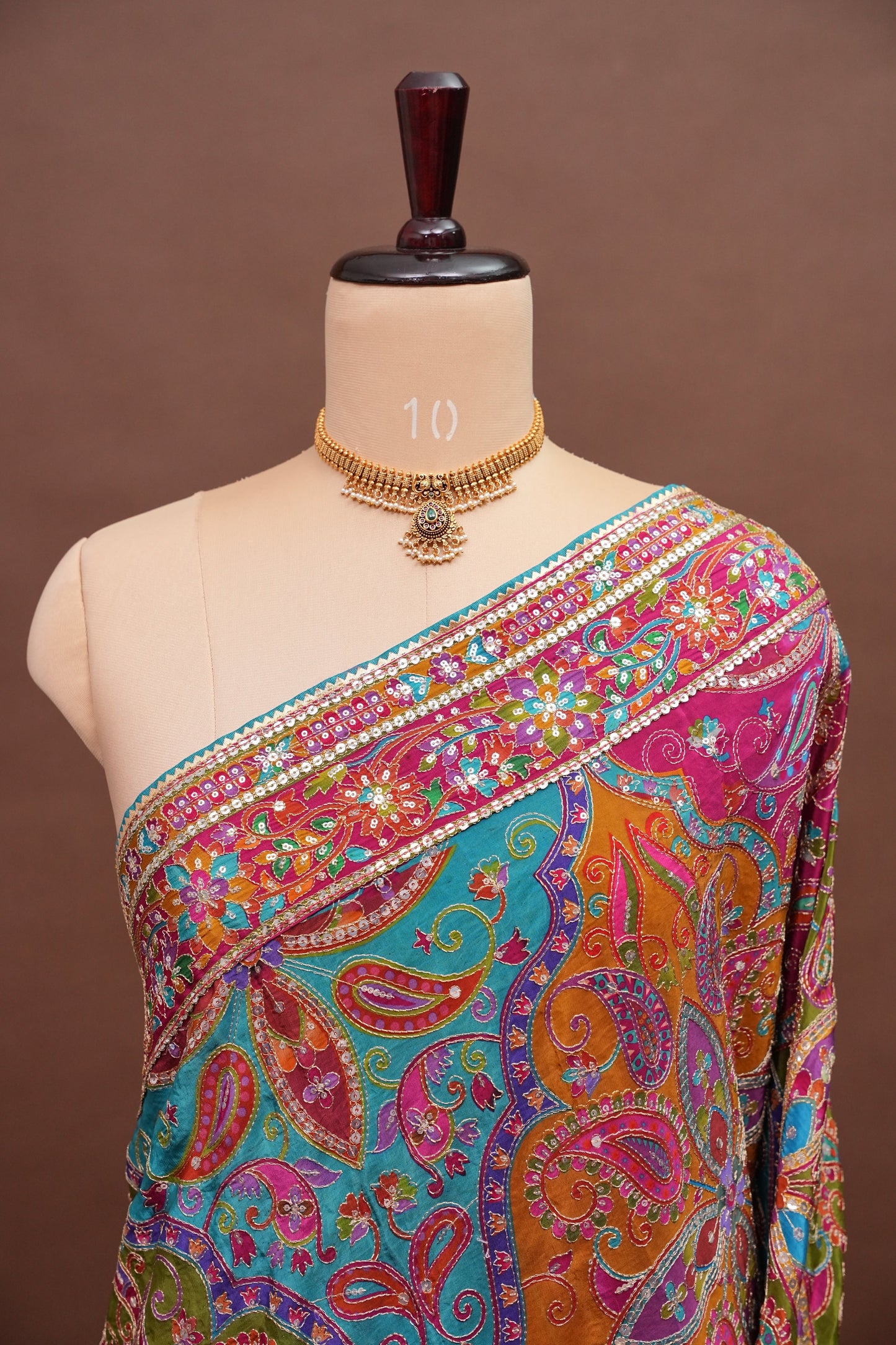 Multicolour Paisley and floral motifs Designer Party Wear Saree